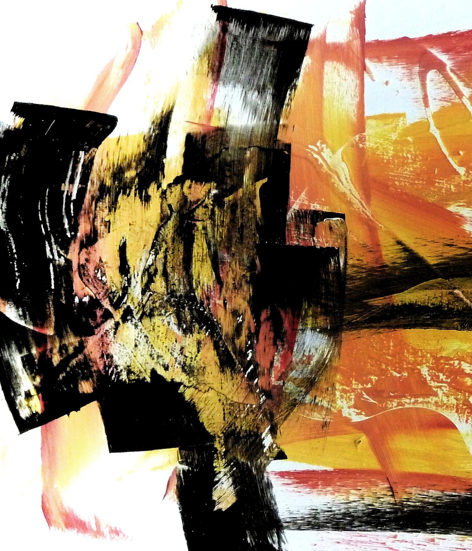 Vite passate, Pittura, Acrilico su tela - Abstract Painting Beige di Newel Hunter