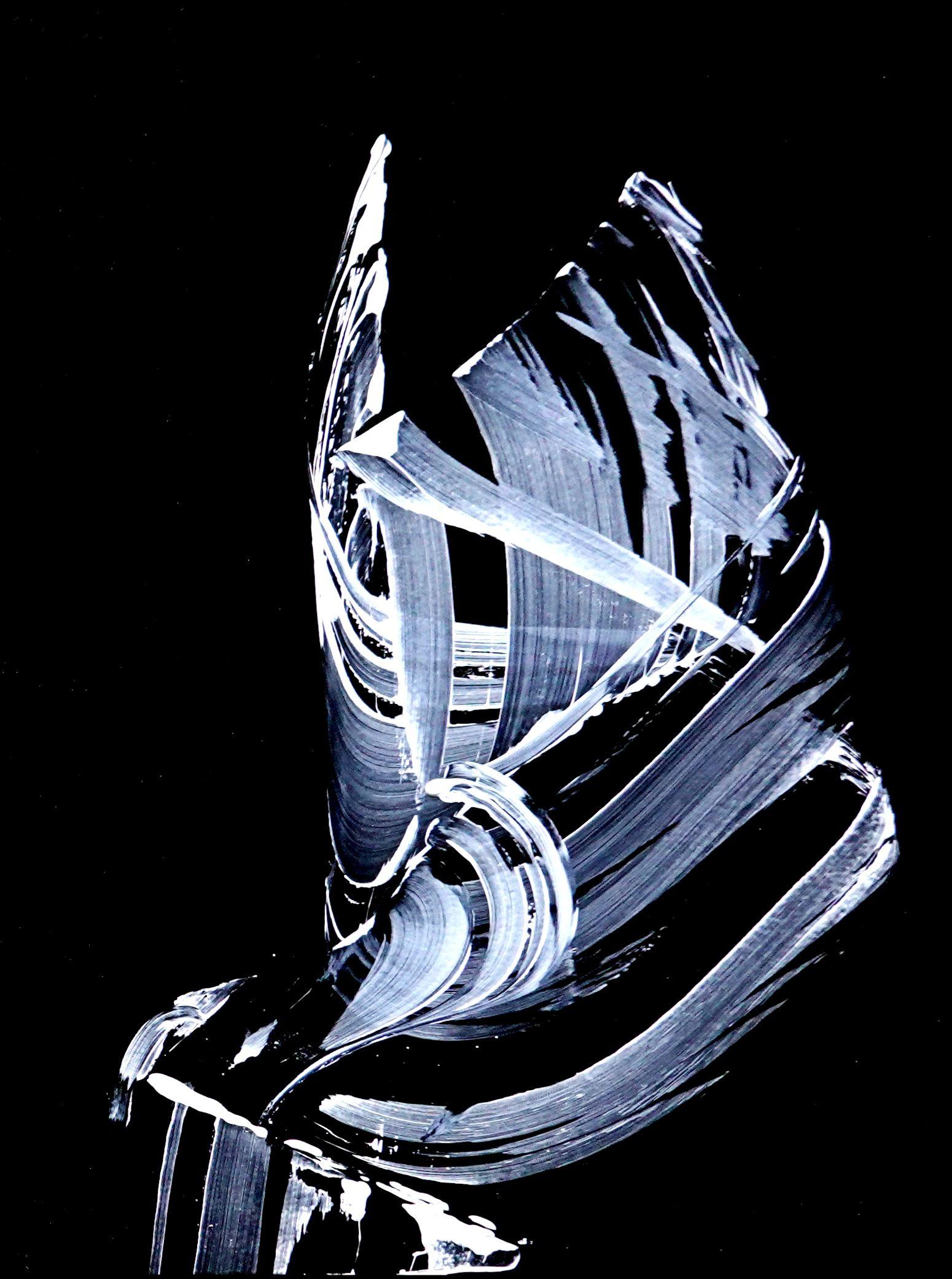 Prospettive (trittico), Pittura, Acrilico su pannello di Wood - Abstract Painting Nero di Newel Hunter