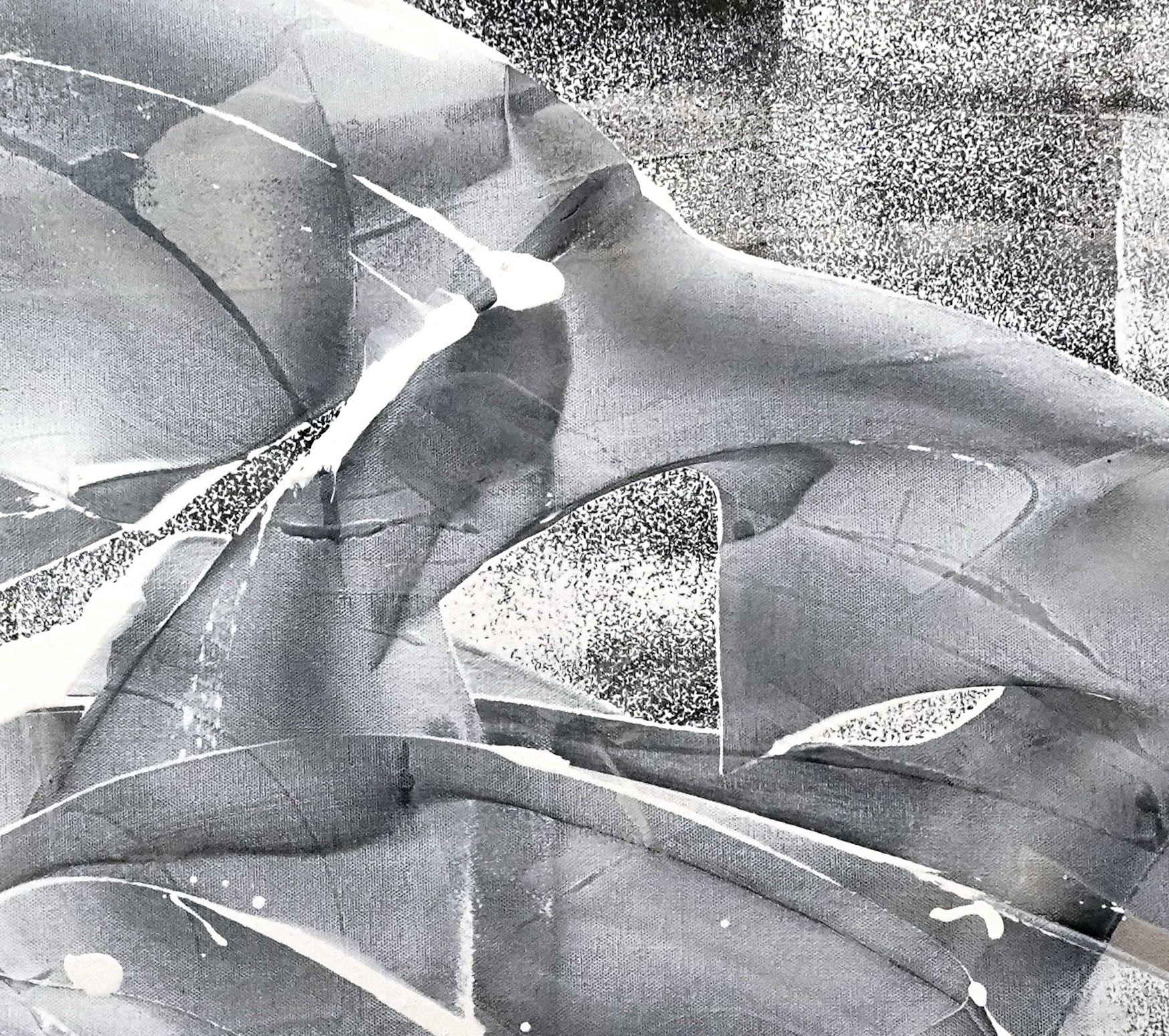 Llegar al límite, Pintura, Acrílico sobre lienzo - Abstract Painting Gris de Newel Hunter