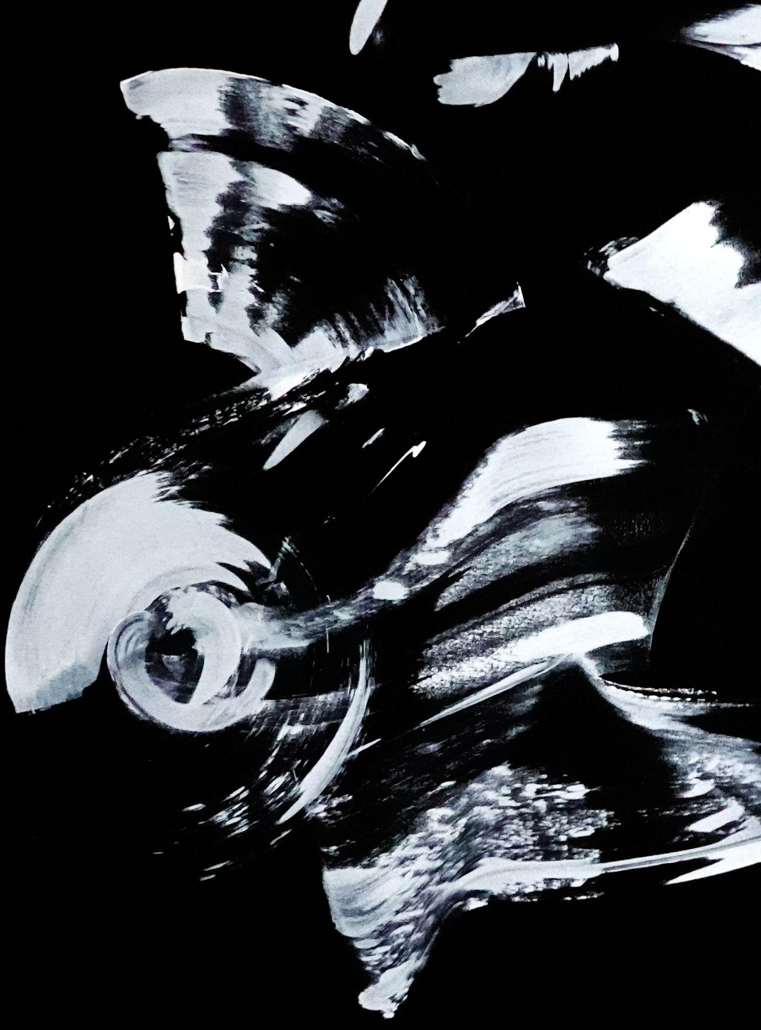 Scooter, Painting, Acrylic on Canvas - Black Abstract Painting by Newel Hunter