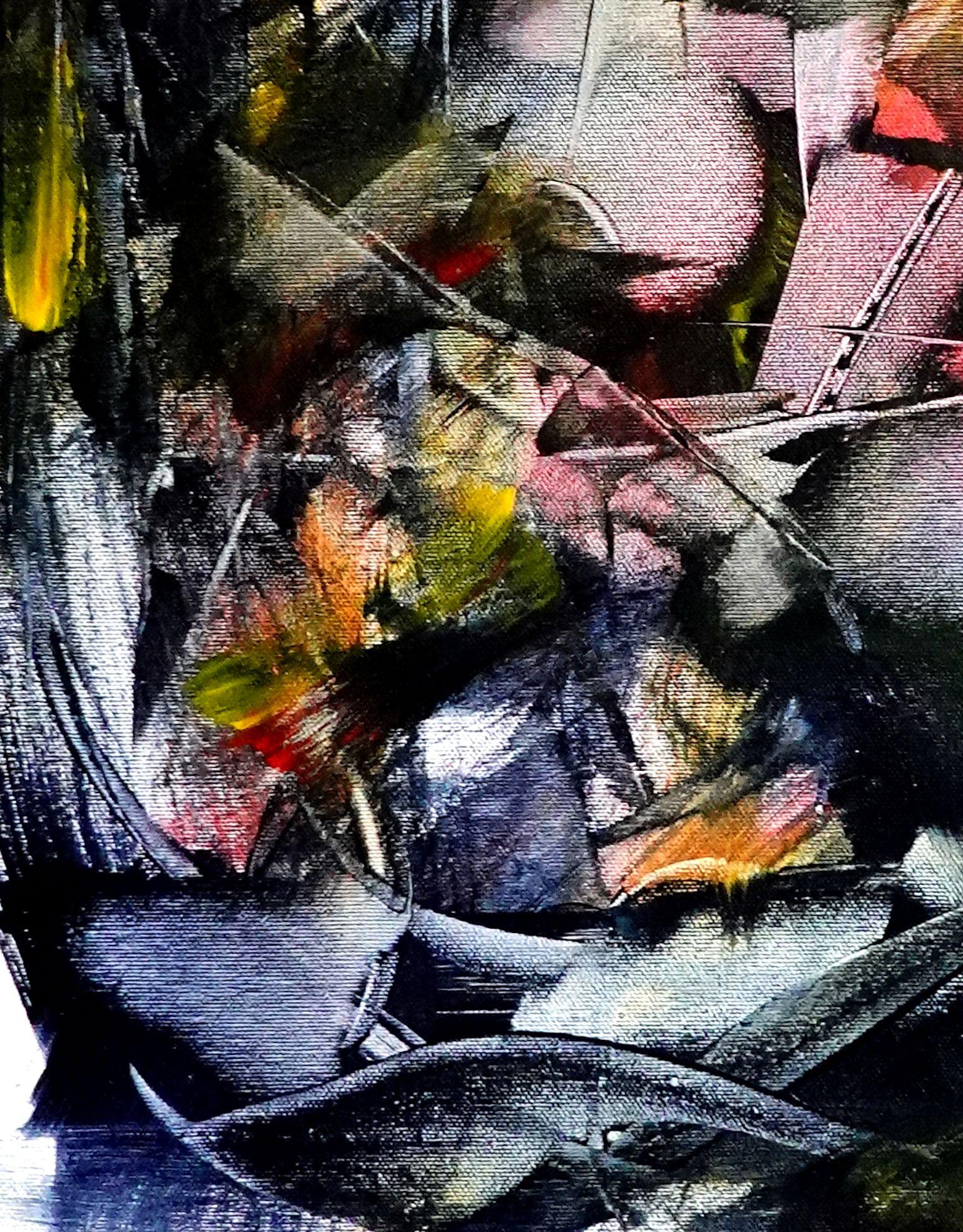 Storie brevi, Pittura, Acrilico su tela - Abstract Painting Nero di Newel Hunter