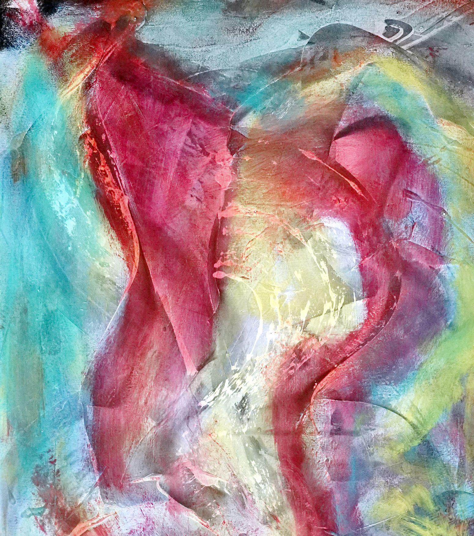 Combustione spontanea, Pittura, Acrilico su tela - Painting di Newel Hunter