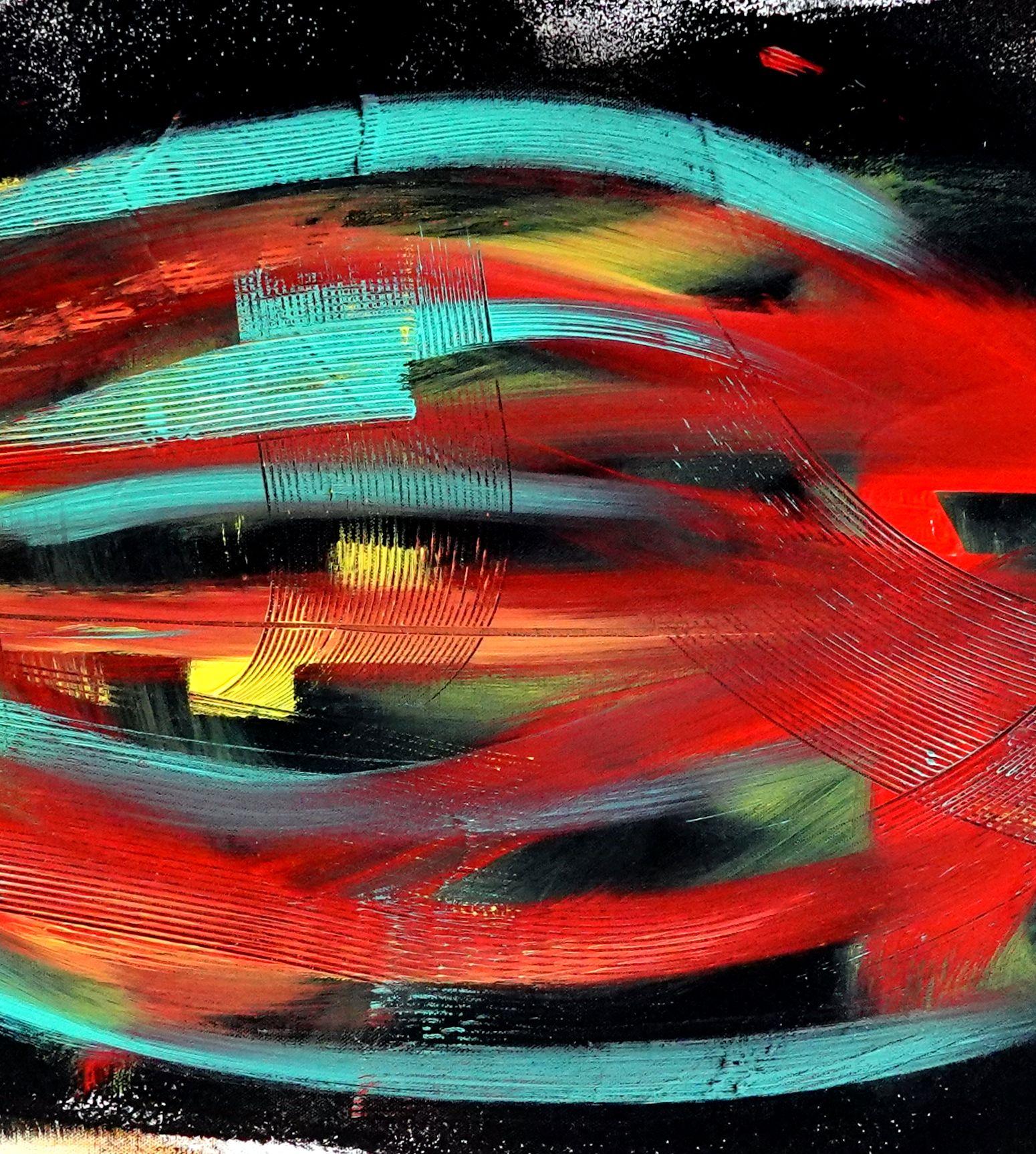 Straight Ahead, Pittura, Acrilico su tela - Painting Astratto di Newel Hunter