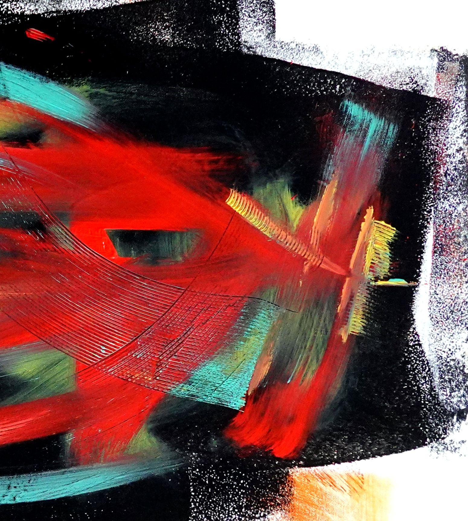Straight Ahead, Pittura, Acrilico su tela - Abstract Painting Nero di Newel Hunter