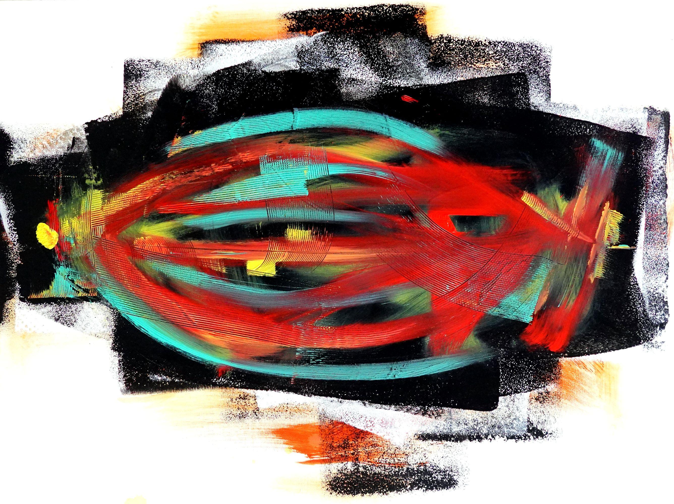 Abstract Painting di Newel Hunter - Straight Ahead, Pittura, Acrilico su tela