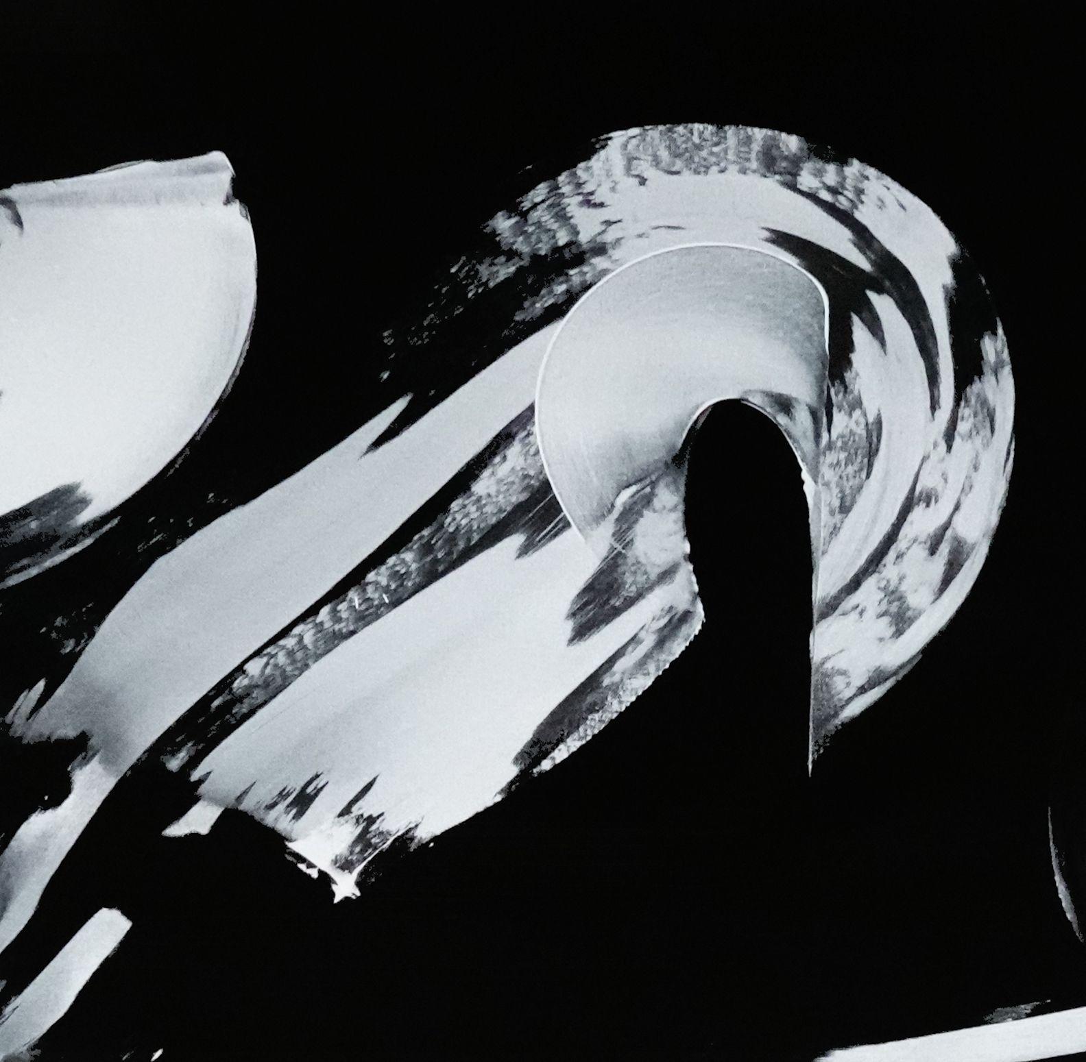 Surfing the Channels, Pittura, Acrilico su tela - Abstract Painting Nero di Newel Hunter