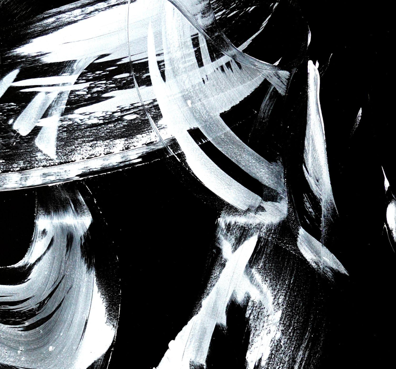 La fretta, Pittura, Acrilico su tela - Abstract Painting Nero di Newel Hunter