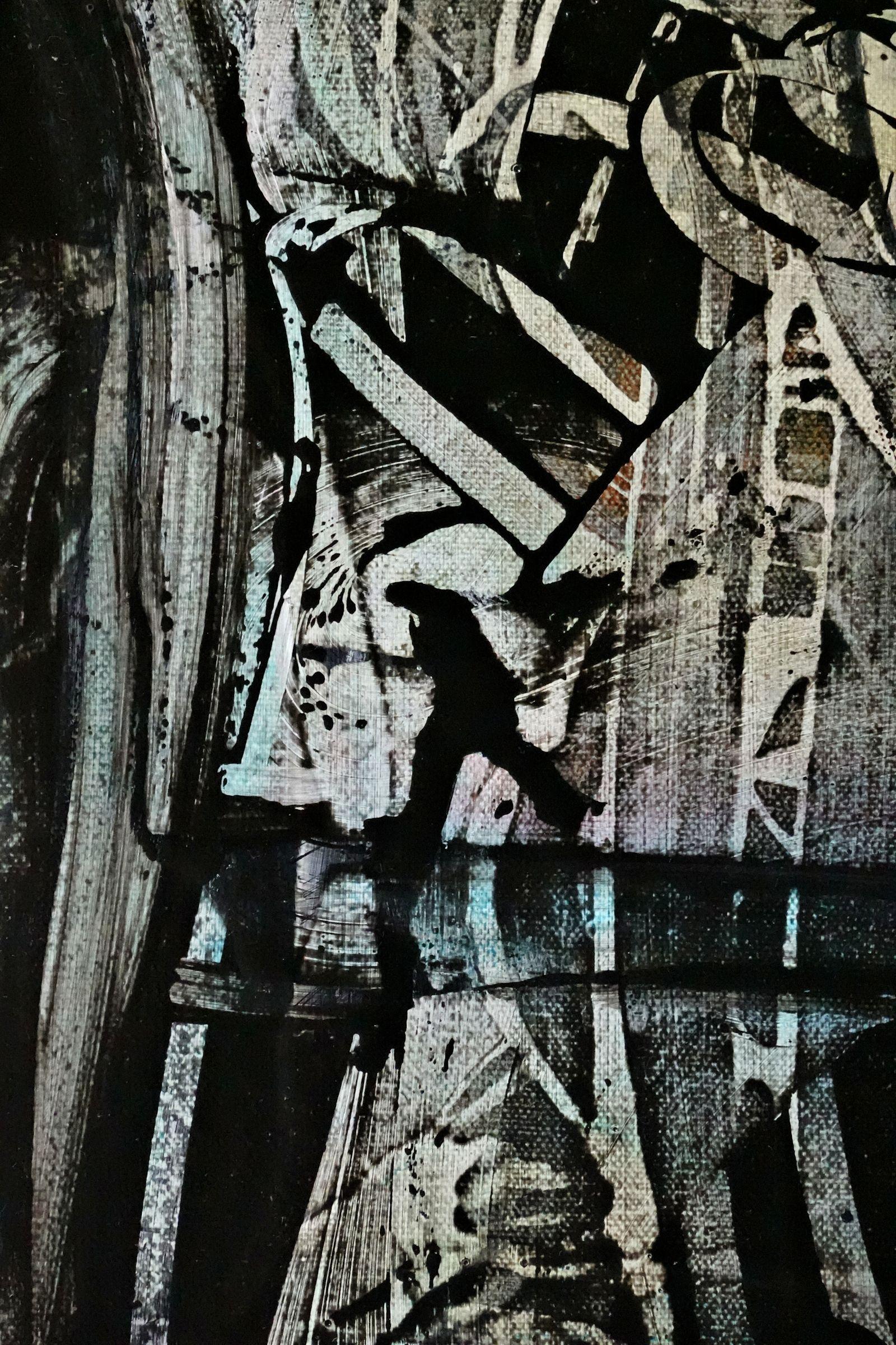 The Running Man, Pittura, Acrilico su tela - Painting di Newel Hunter