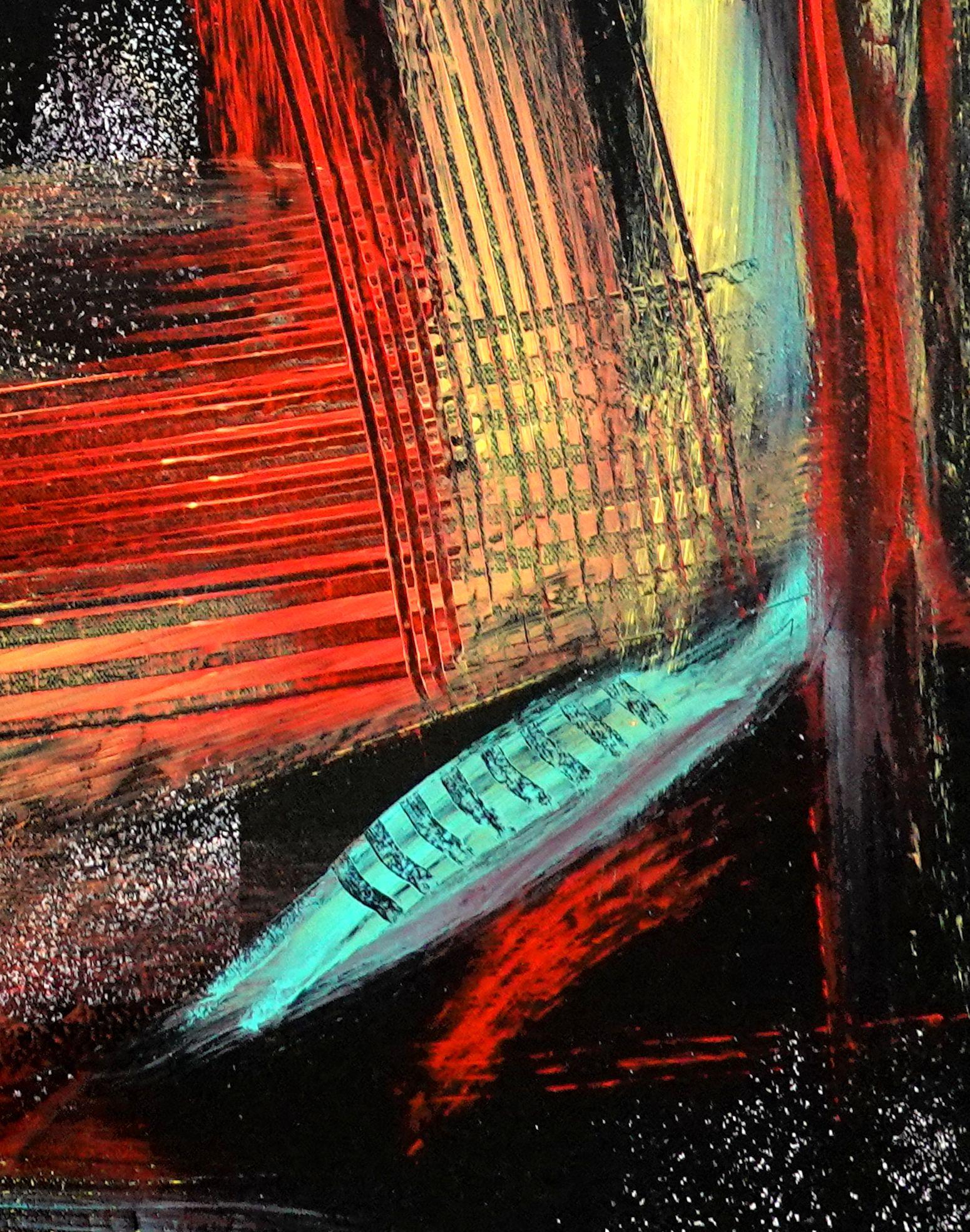 Soglia, Pittura, Acrilico su tela - Abstract Painting Nero di Newel Hunter