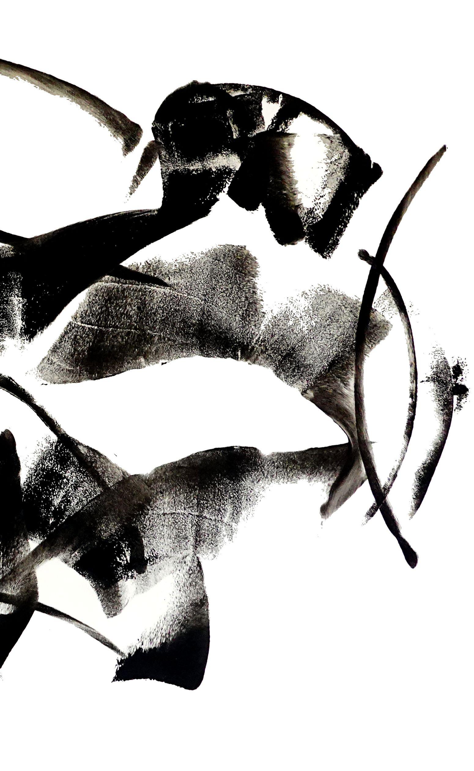 Essere o non essere, Pittura, Acrilico su tela - Abstract Painting Nero di Newel Hunter