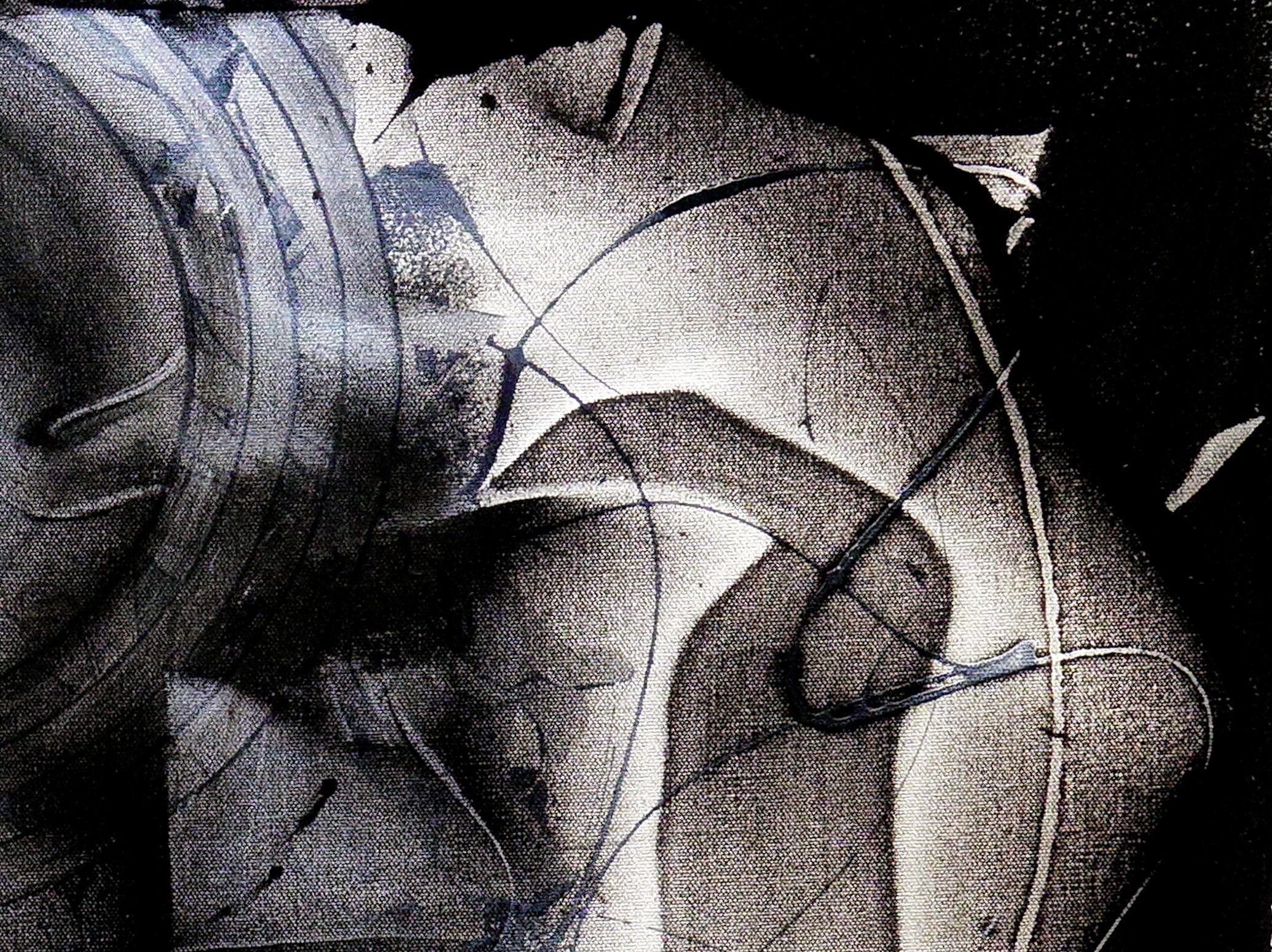 Destino incierto, Pintura, Acrílico sobre lienzo - Abstract Painting Negro de Newel Hunter