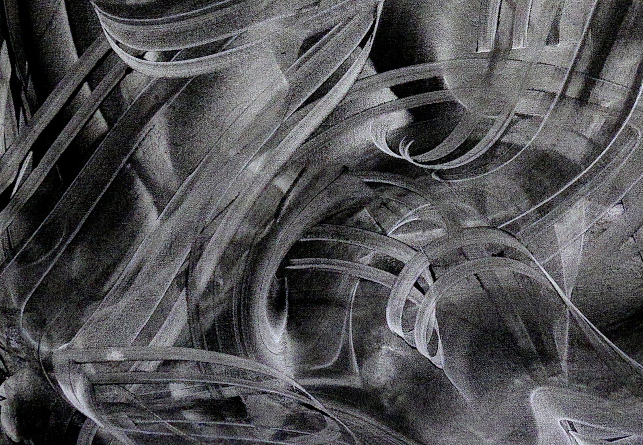 Imprevedibile, Pittura, Acrilico su tela - Abstract Painting Grigio di Newel Hunter