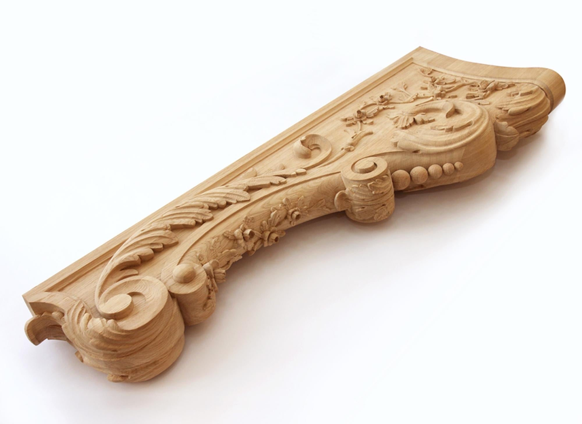 Contemporary Front Pillar for Stairs with acanthus and flowers, Newel Post Stair For Sale