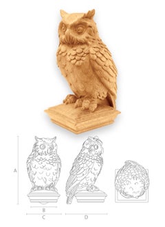 Newel Post Topper "Owl", Carved Wood Finial