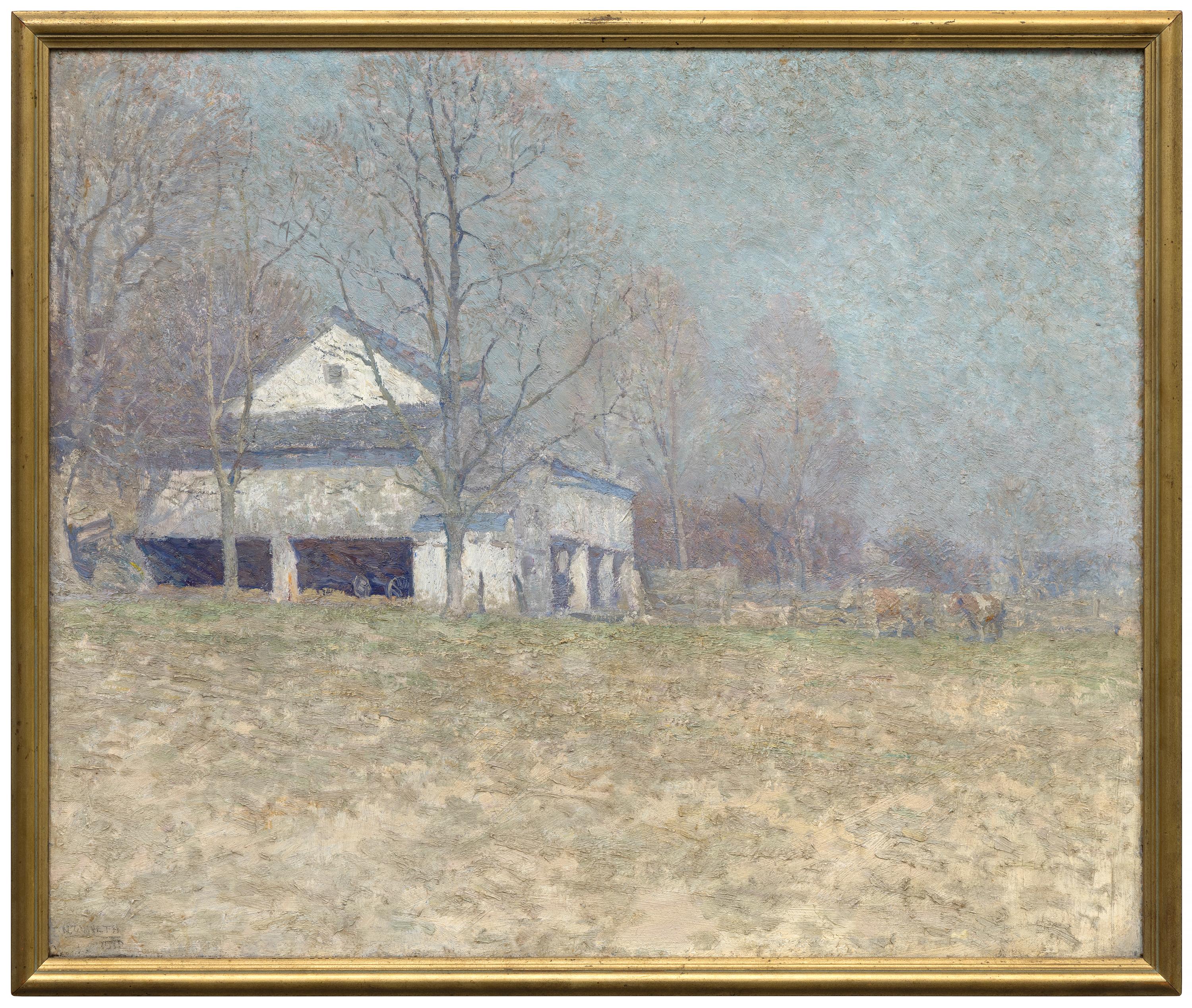 Pyle's Barn - American Impressionist oil on canvas landscape painting, c. 1919
