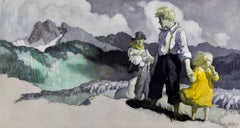 "El padre mantenía a los niños cerca de él" Ilustración para Hearst's International