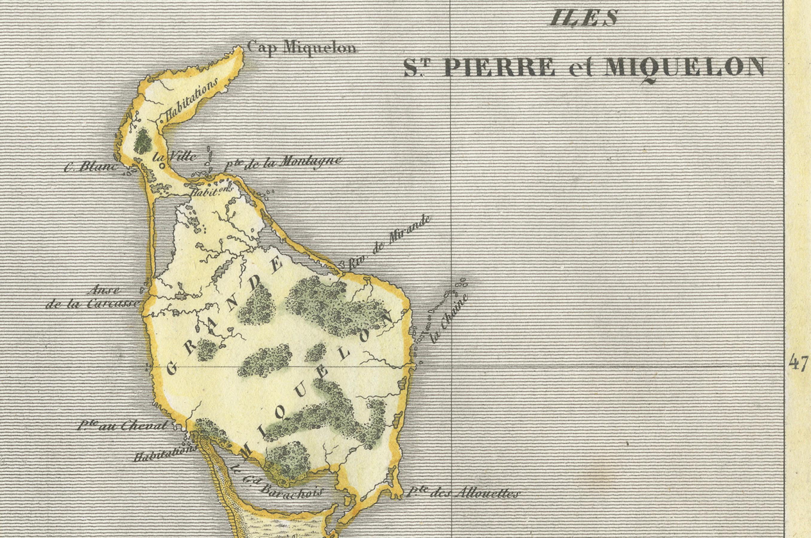 Terre-Neuve et St. Pierre & Miquelon : Carte française du début du 19e siècle Bon état - En vente à Langweer, NL