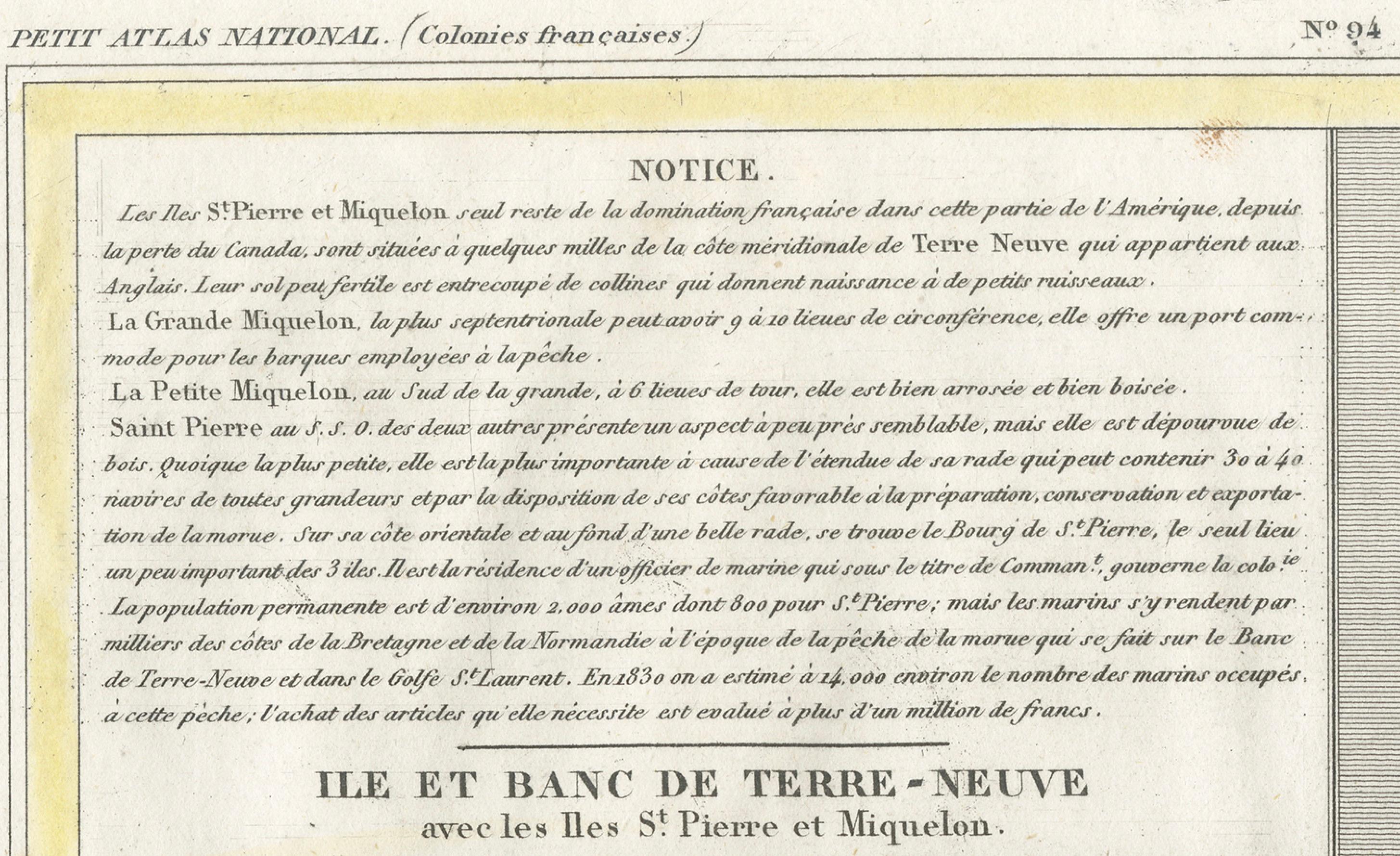 Terre-Neuve et St. Pierre & Miquelon : Carte française du début du 19e siècle en vente 1