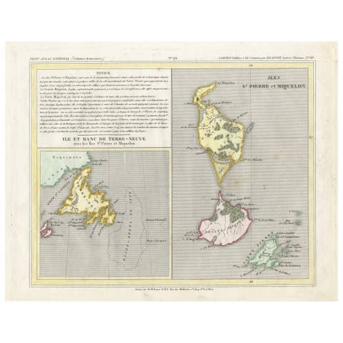 Newfoundland and St. Pierre & Miquelon: Early 19th Century French Map