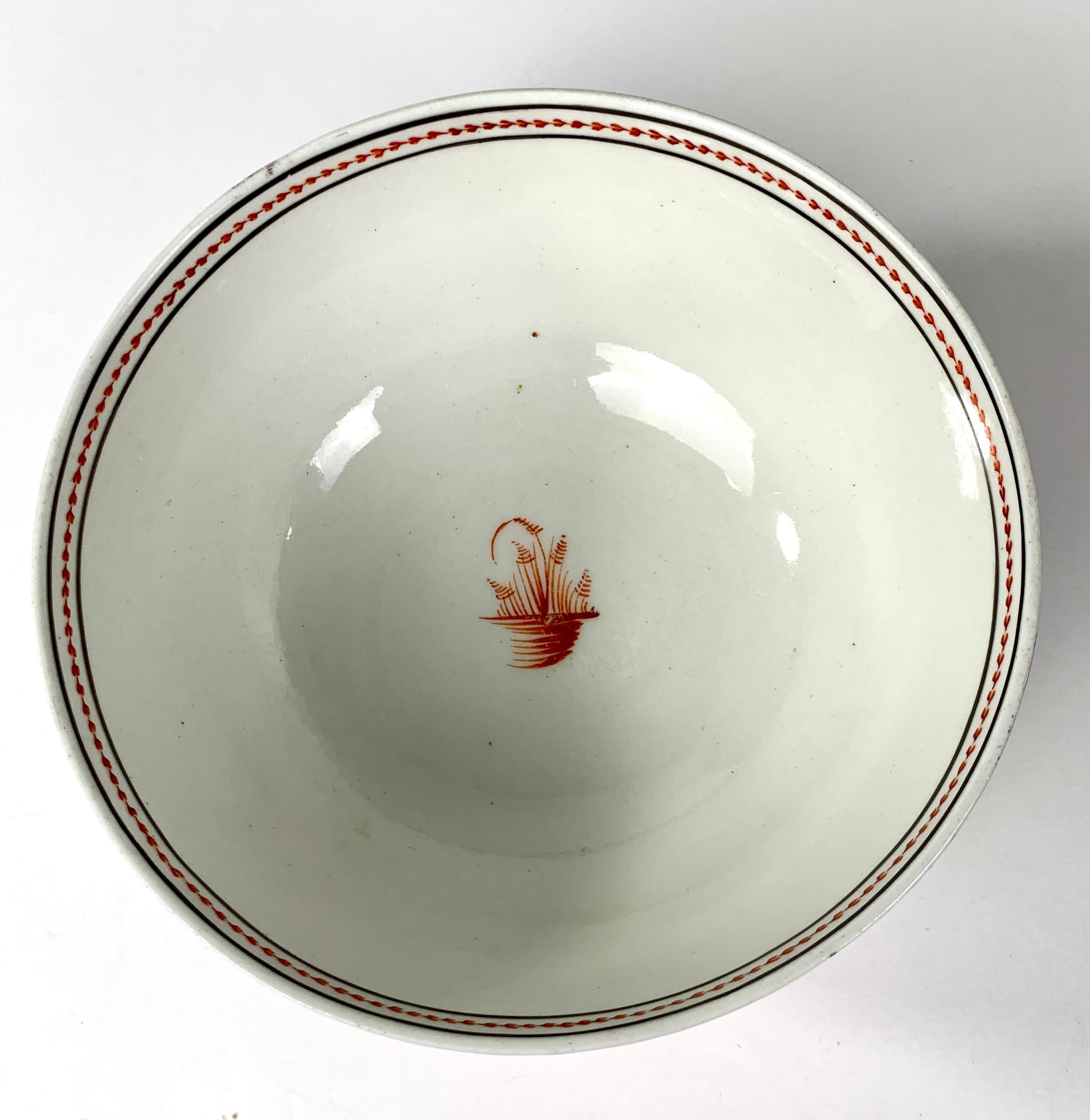 Boy in the Window Pattern Bowl Newhall Porcelain England Circa 1810 For Sale 2