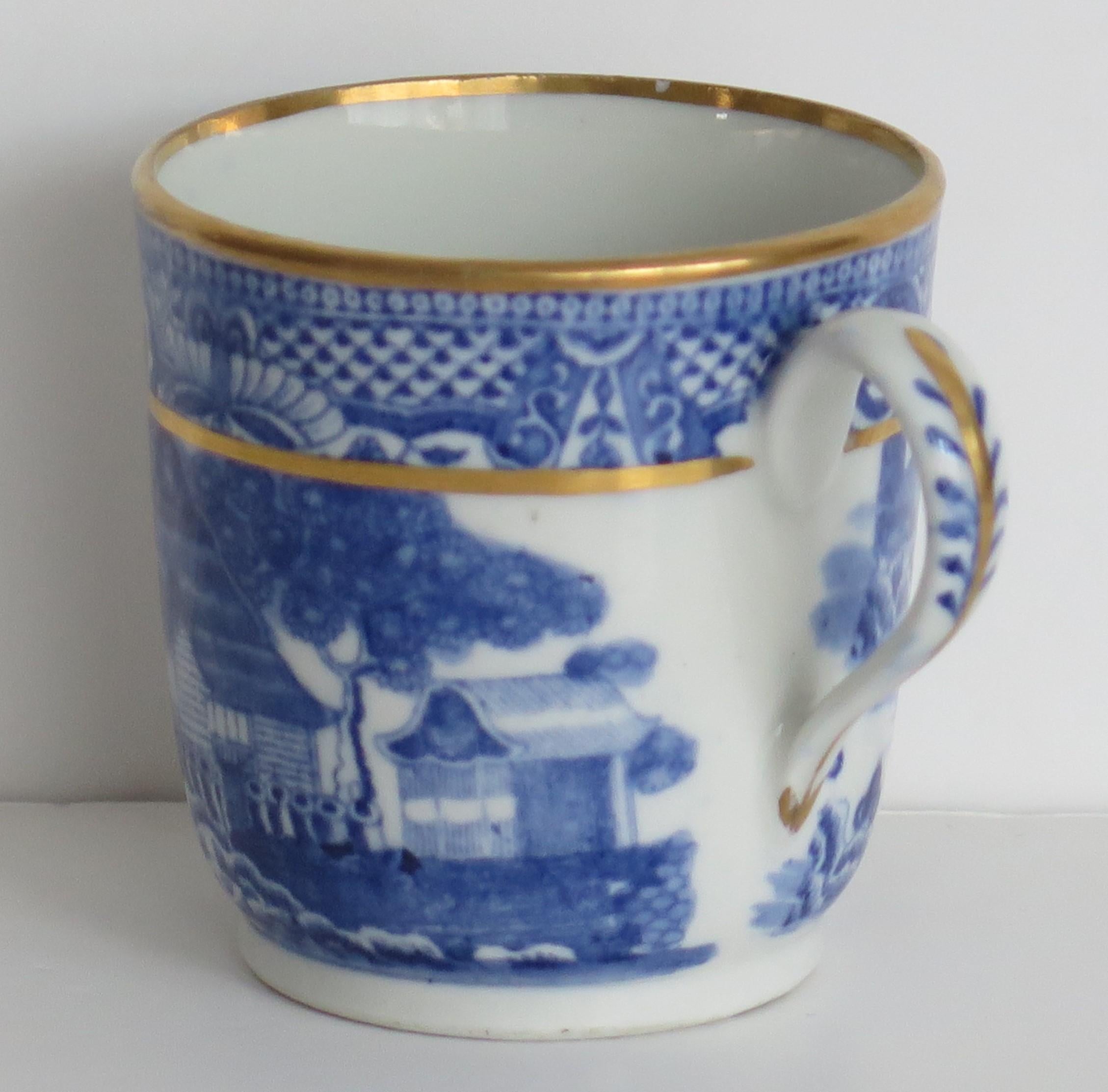 English Newhall Porcelain Coffee Can Blue willow printed Ptn Ca 1805