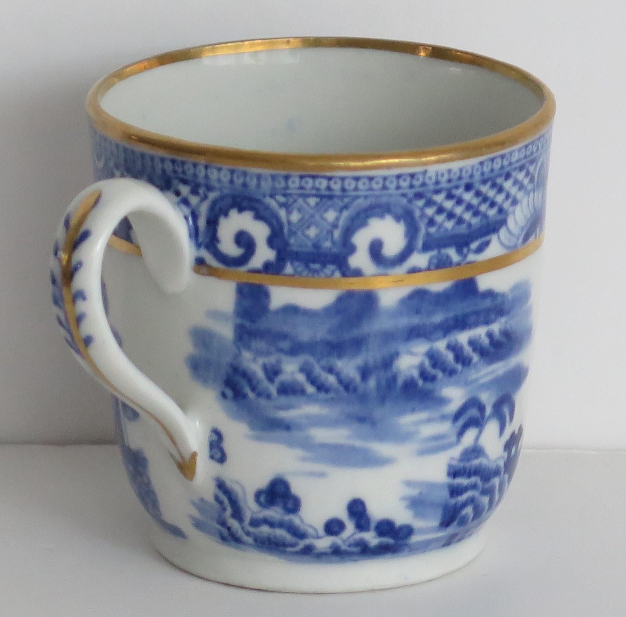 Glazed Newhall Porcelain Coffee Can Blue willow printed Ptn Ca 1805