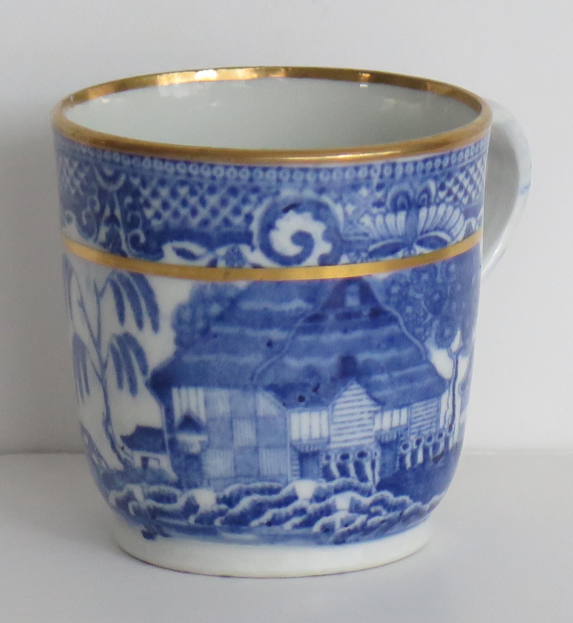 Newhall Porcelain Coffee Can Blue willow printed Ptn Ca 1805 1