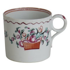 Antique Newhall Porcelain Coffee Can Hand Painted Pattern 171, Circa 1795