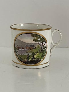 Newhall Porcelain Coffee Can, Llangollen Bridge over the River Dee. Circa 1805