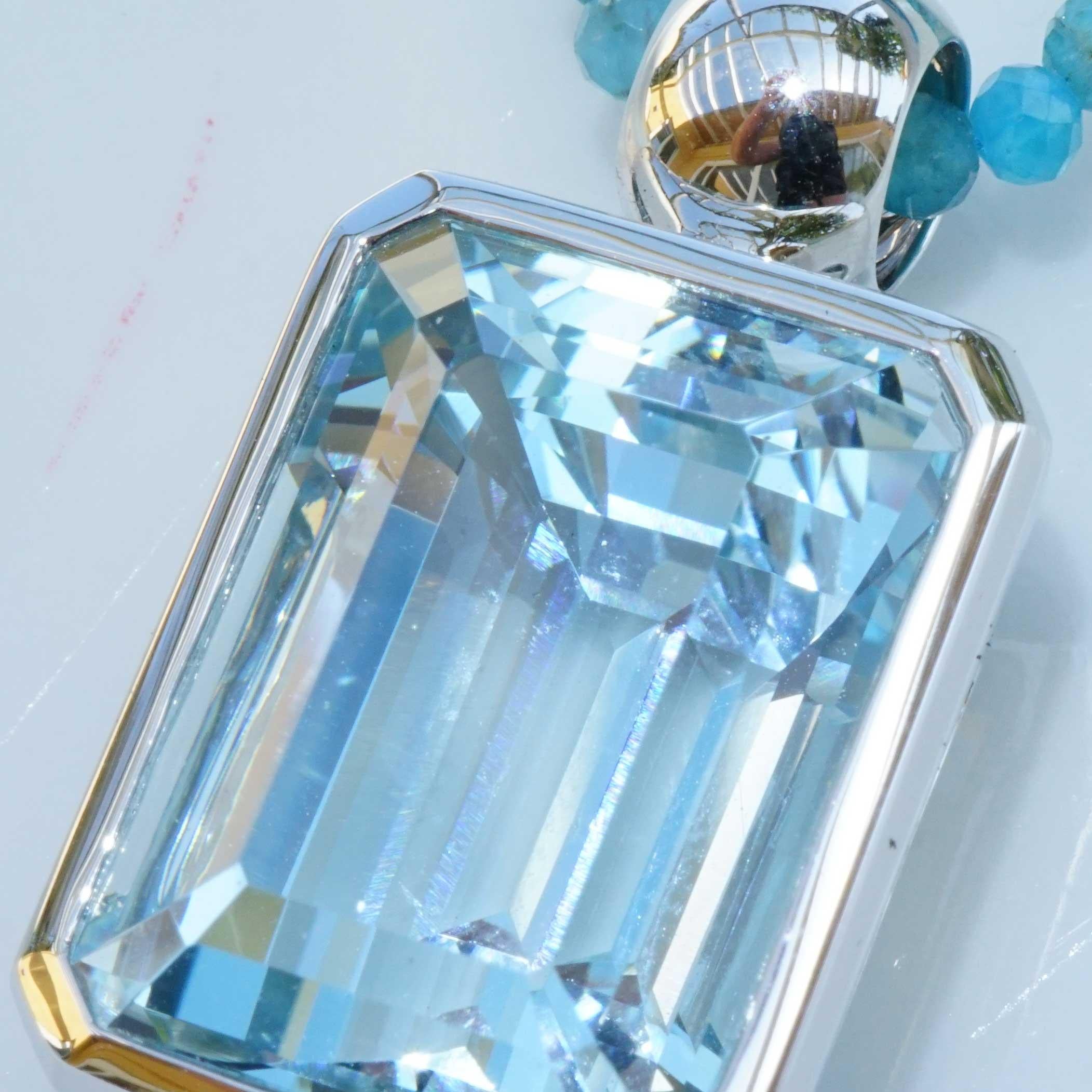 Incredibile ciondolo di acquamarina XL 17,66 ct AAA+ Qualità fine Taglio fine Certificato in vendita 5