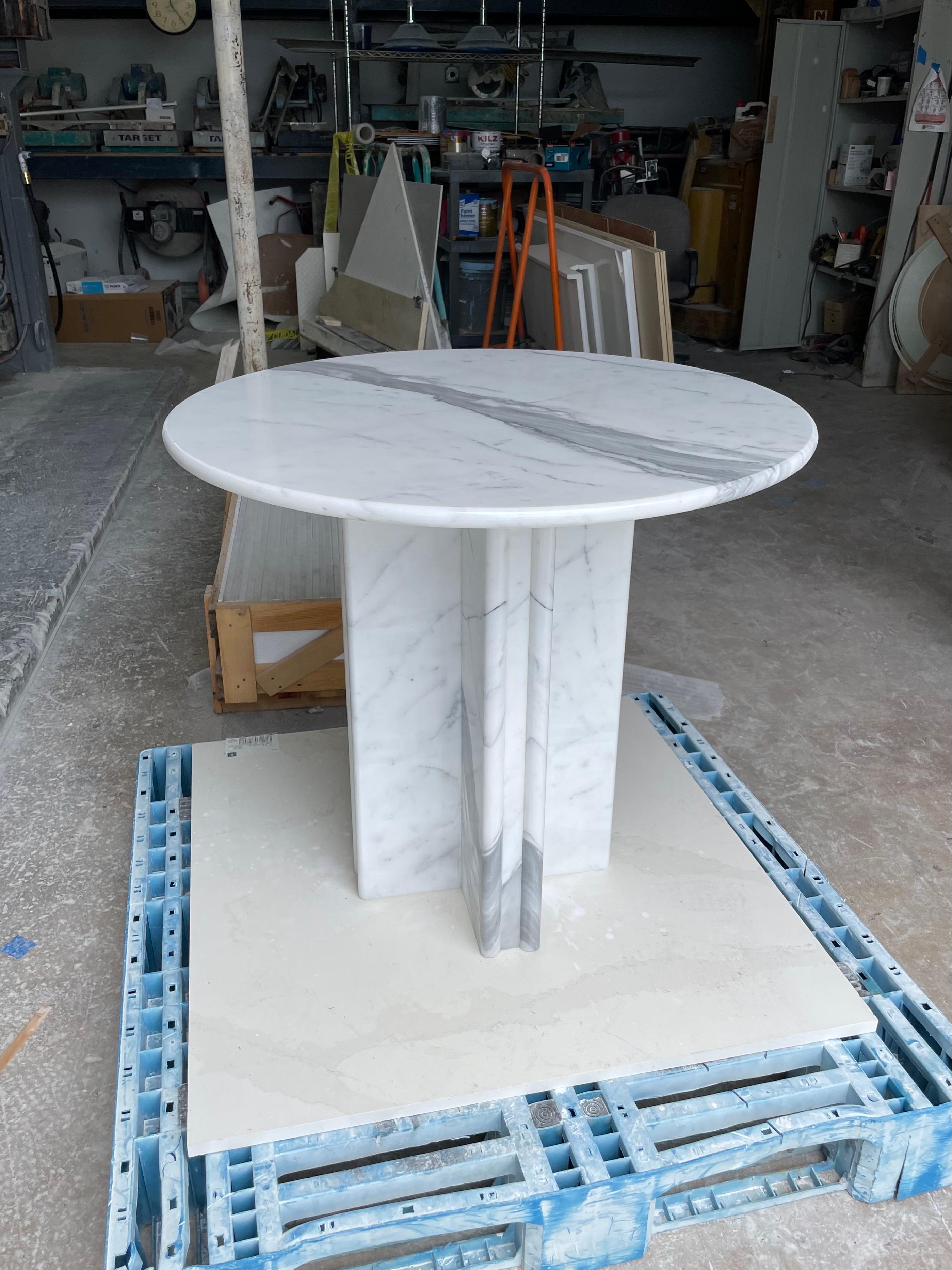 Newly Built Italian Carrara Marble Center or Breakfast Table For Sale 3