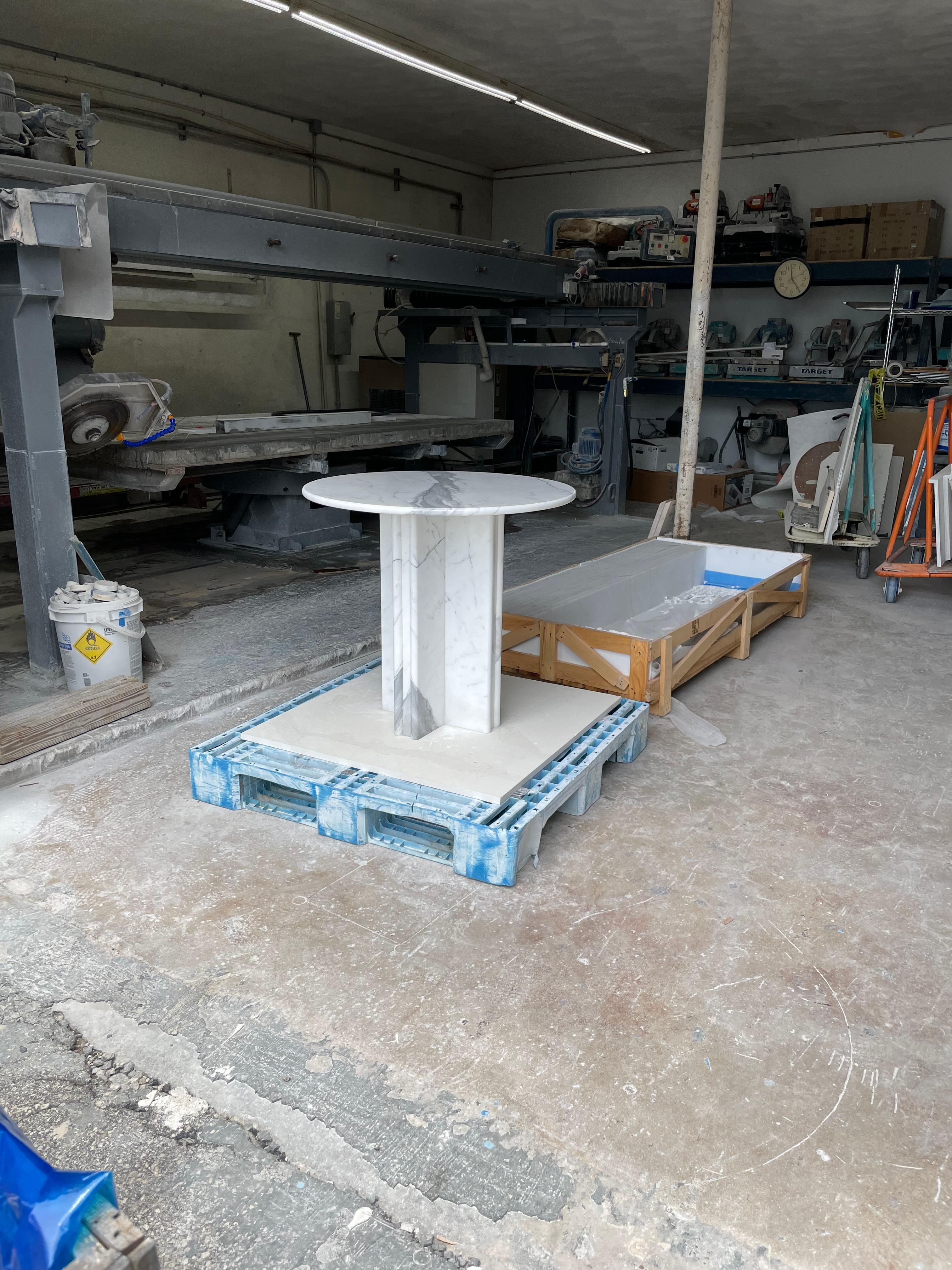 Newly Built Italian Carrara Marble Center or Breakfast Table For Sale 5