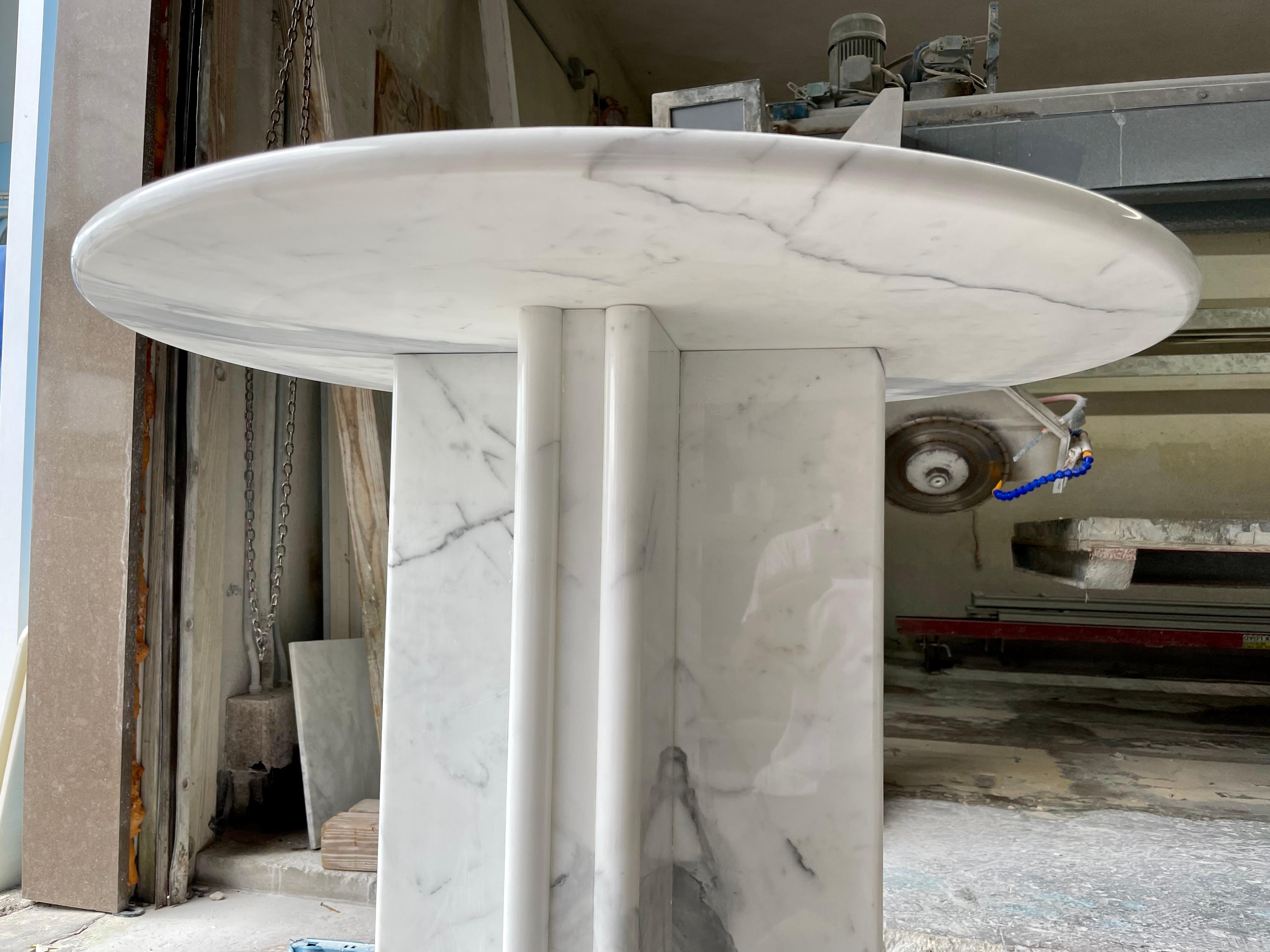 American Newly Built Italian Carrara Marble Center or Breakfast Table For Sale