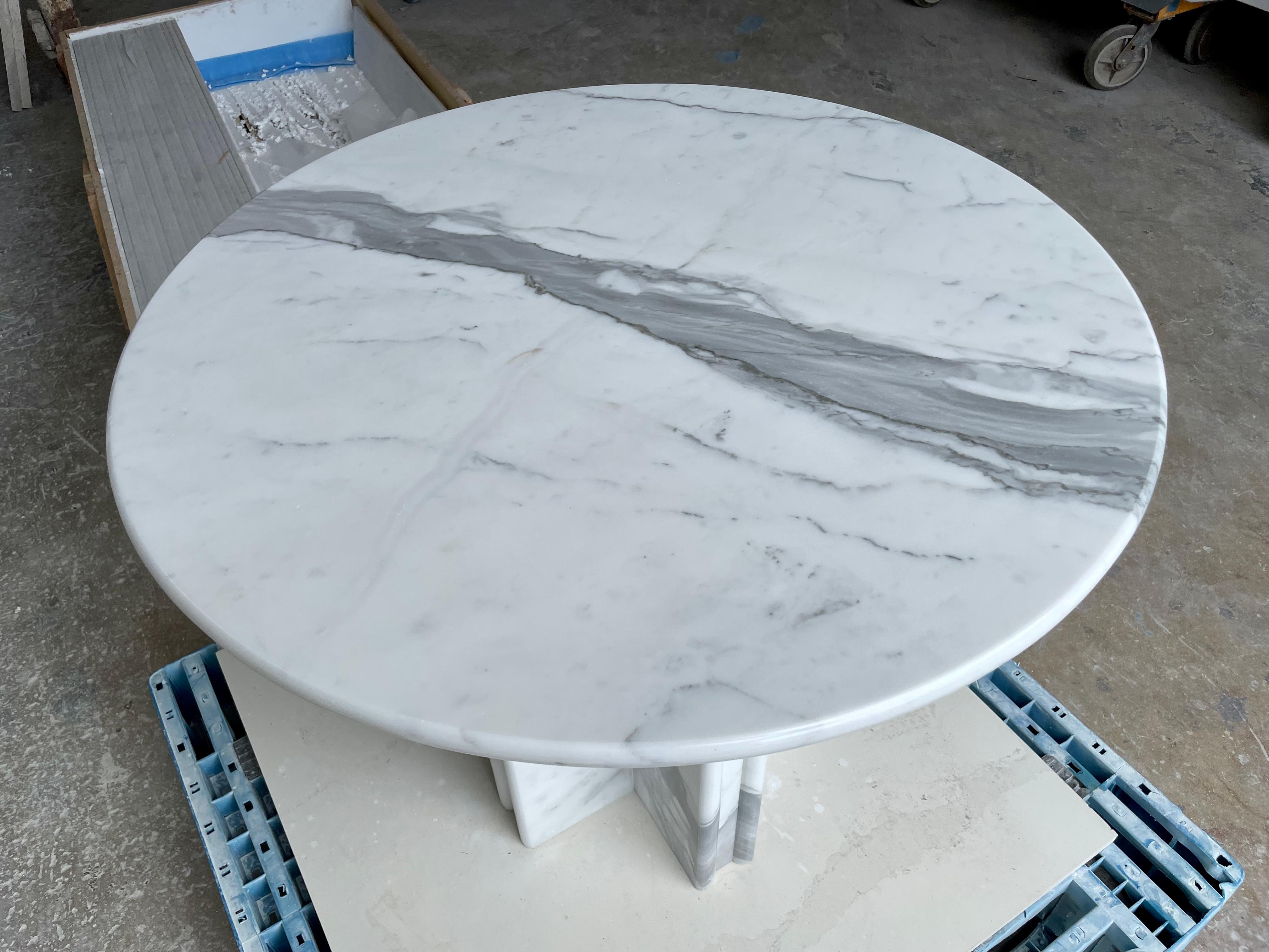 Newly Built Italian Carrara Marble Center or Breakfast Table In New Condition For Sale In Elloree, SC