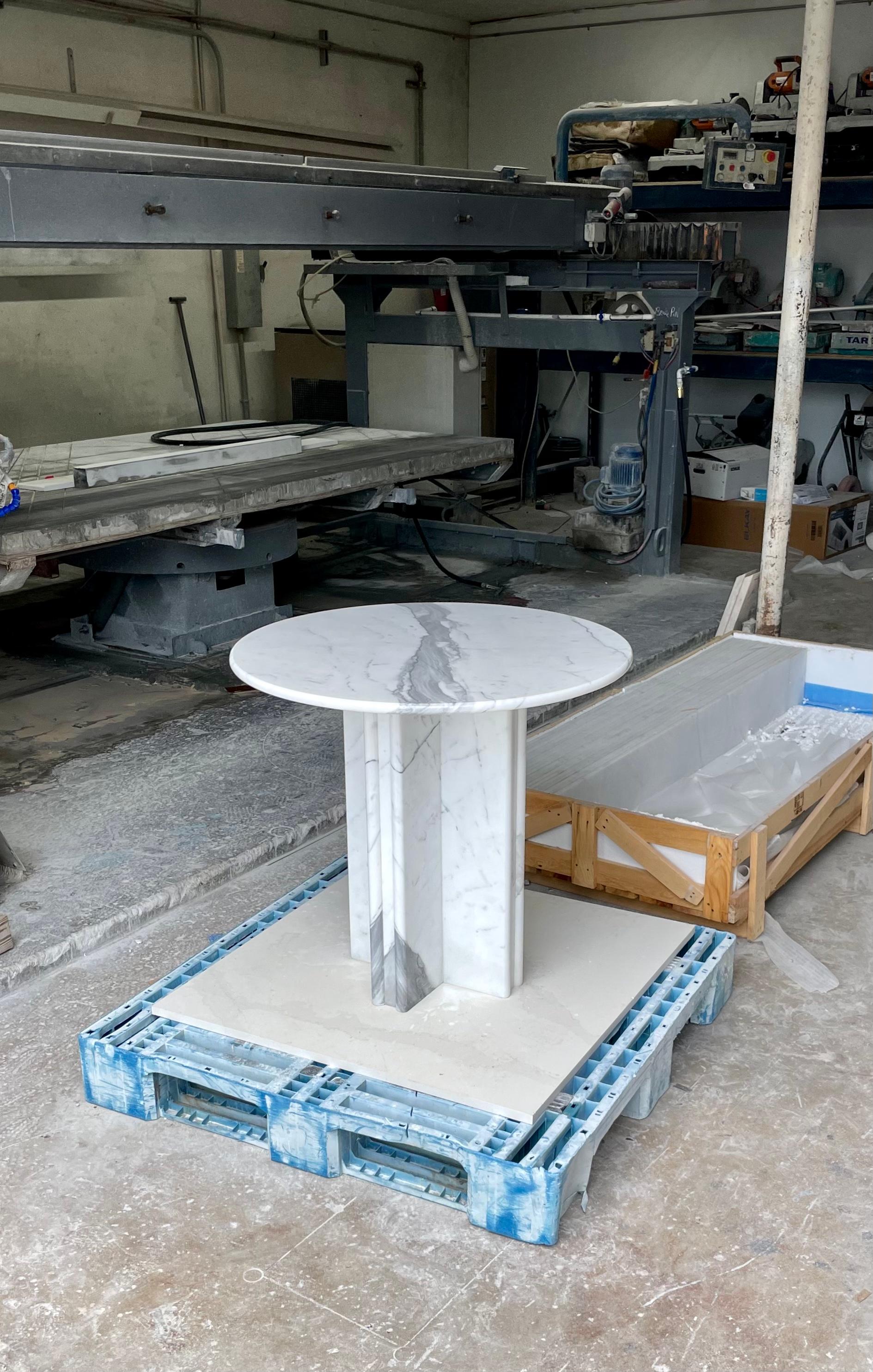 Newly Built Italian Carrara Marble Center or Breakfast Table For Sale 1