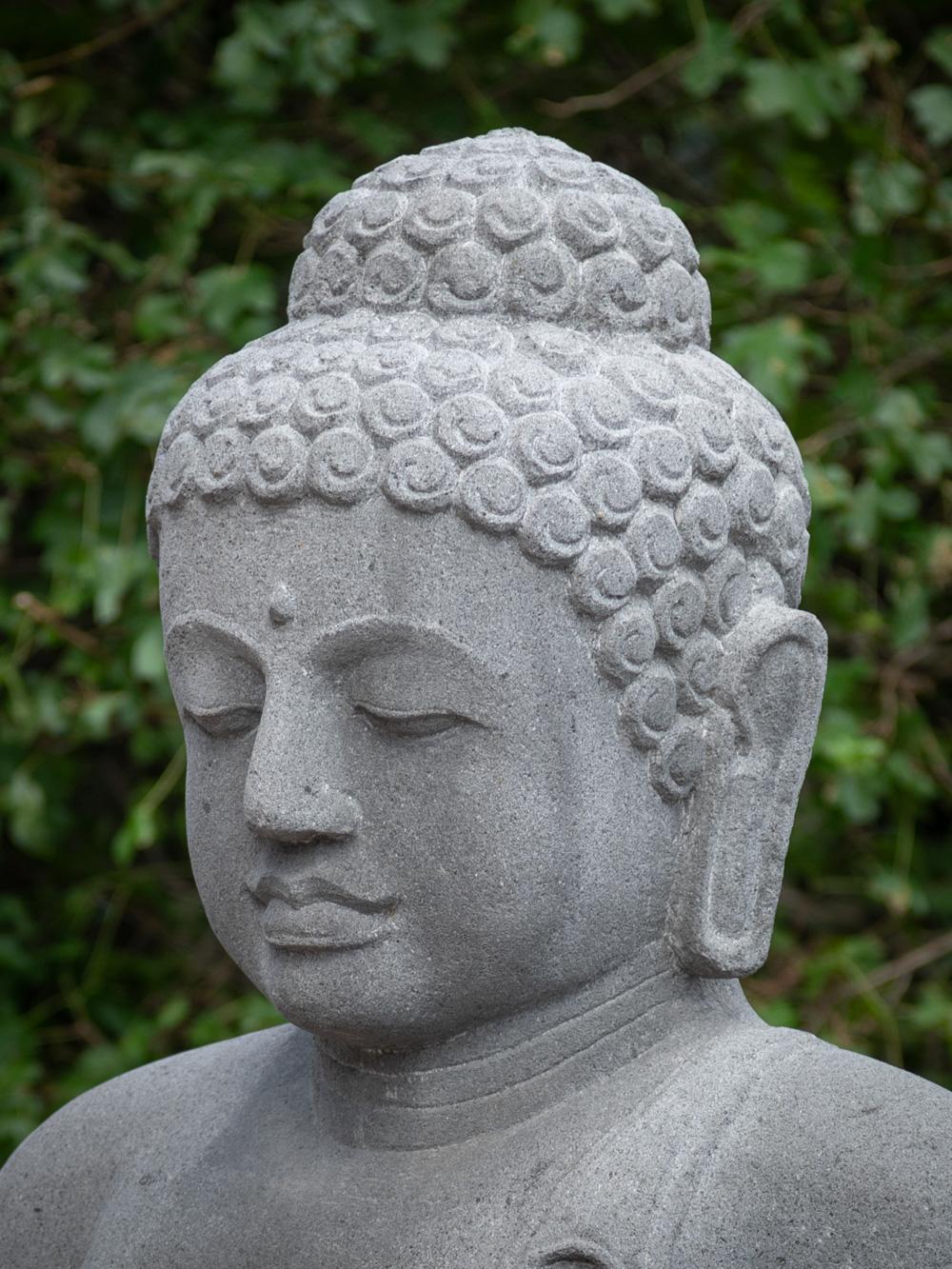 Lava Newly carved large lavastone Buddha statue in Dhyana mudra from Indonesia For Sale