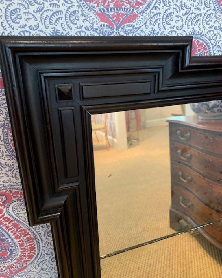 Newly Ebonized Mahogany Mirror with Distressed Glass In Excellent Condition In Palm Beach, FL