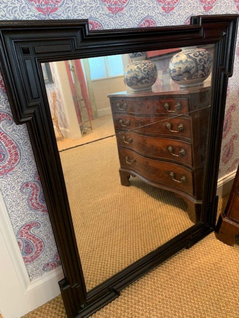 19th Century Newly Ebonized Mahogany Mirror with Distressed Glass