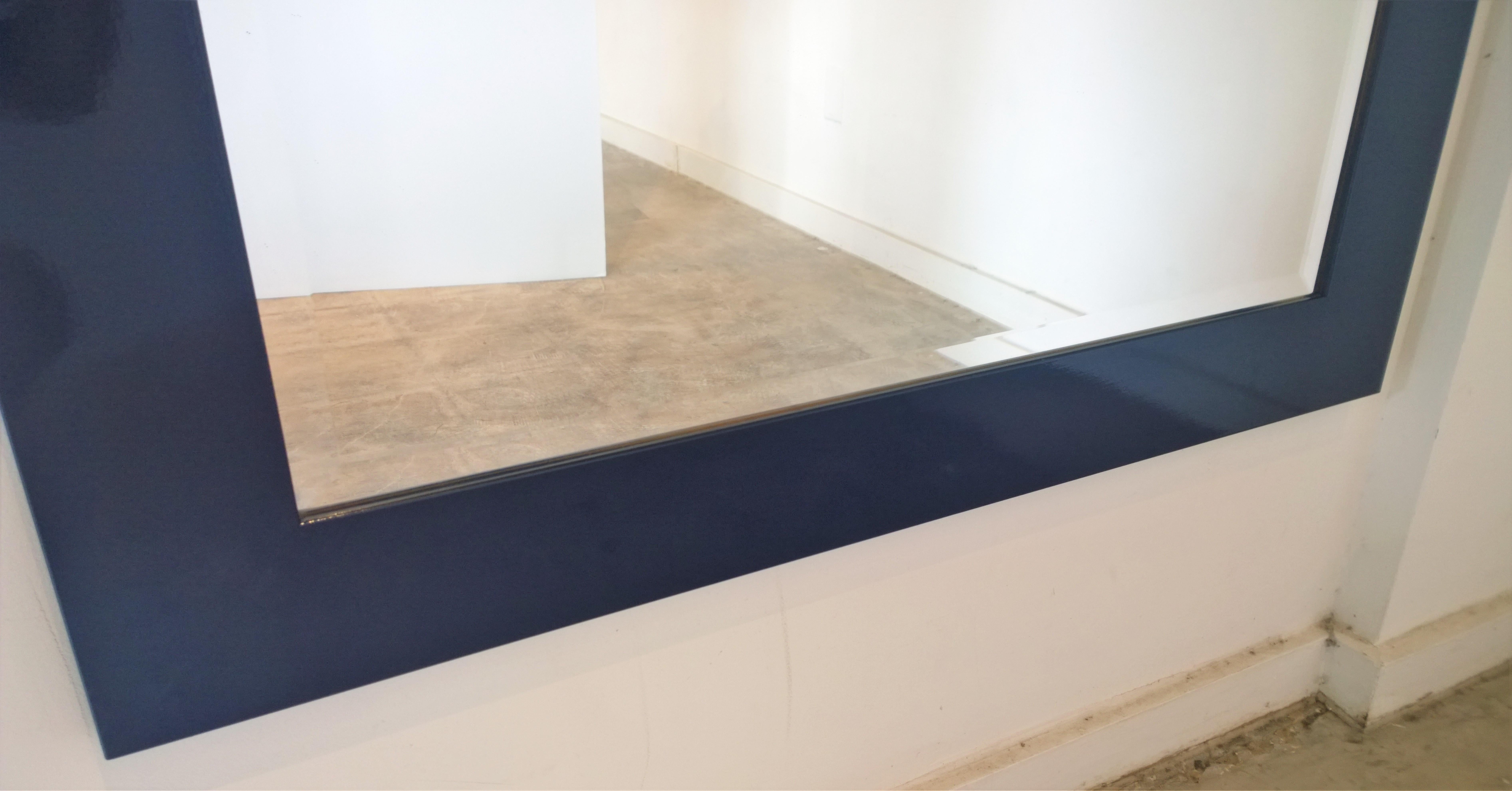 Newly Lacquered Classic Blue Wood Frame Floor / Full Length /Wall Beveled Mirror 7