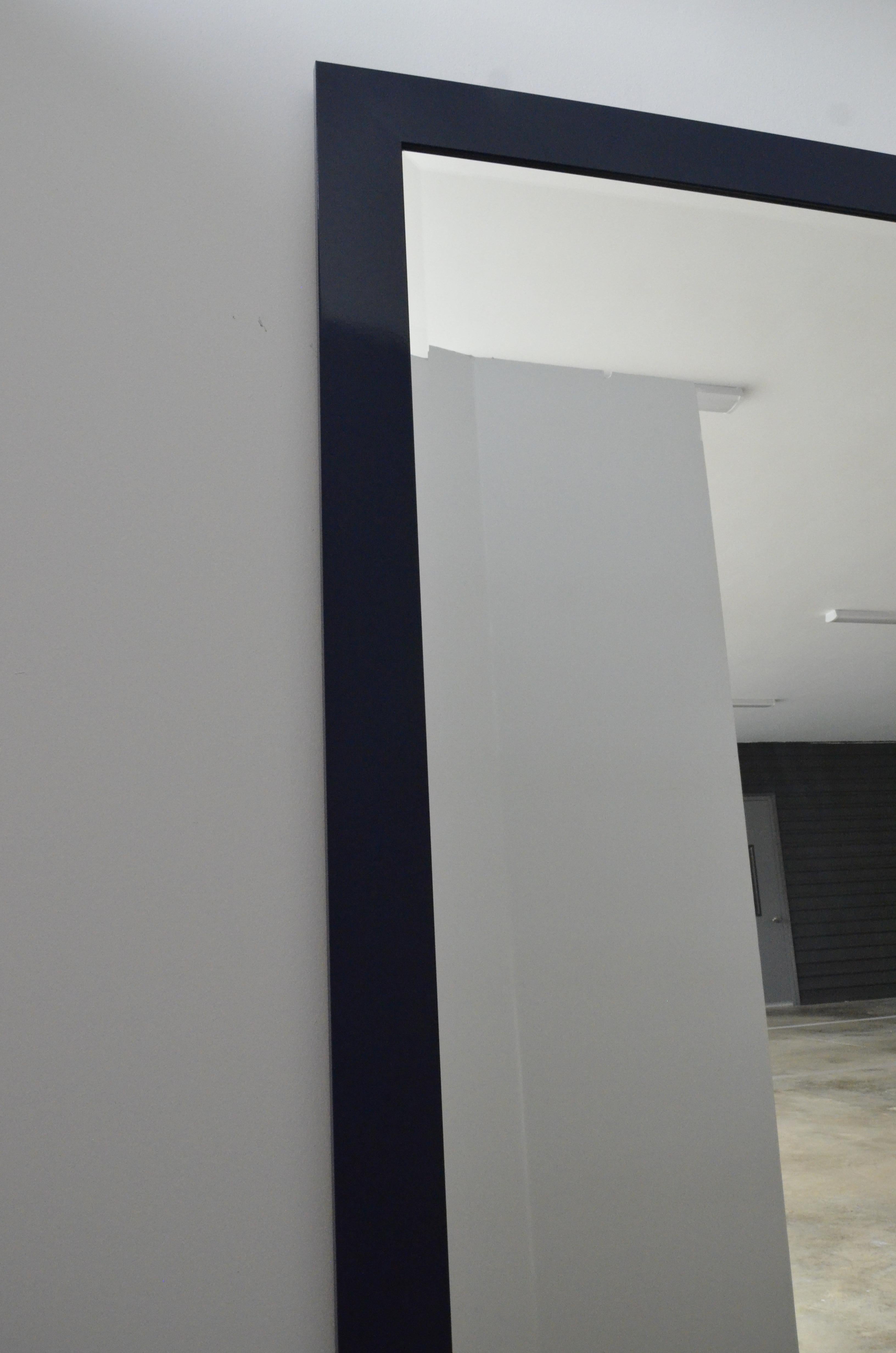 Post-Modern Newly Lacquered Classic Blue Wood Frame Floor / Full Length /Wall Beveled Mirror