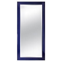 Newly Lacquered Classic Blue Wood Frame Floor / Full Length /Wall Beveled Mirror