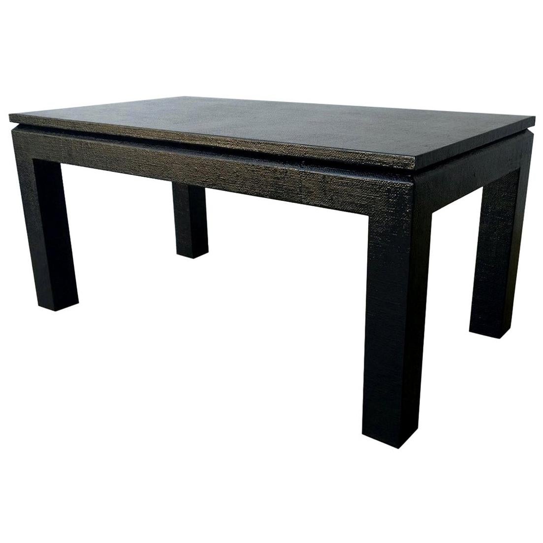 Newly Lacquered in Black Grasscloth Harrison Van Horn Coffee or Cocktail Table For Sale