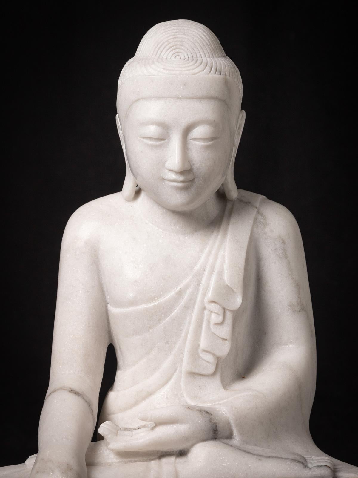 Neu gefertigte burmesische Buddha-Statue aus Marmor – handgeschnitzte Statue – OriginalBuddhas im Angebot 3