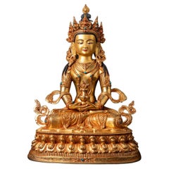 statue de Bouddha Aparmita du Népal, nouvellement fabriquée, à face en or, de qualité supérieure