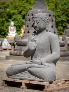Newly made large lavastone Buddha statue from Indonesia - Original Buddhas
