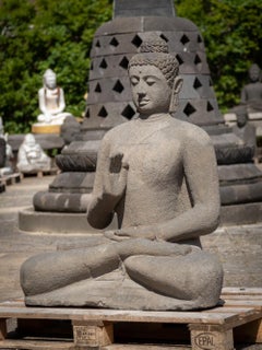 Newly made large lavastone Buddha statue from Indonesia -  OriginalBuddhas