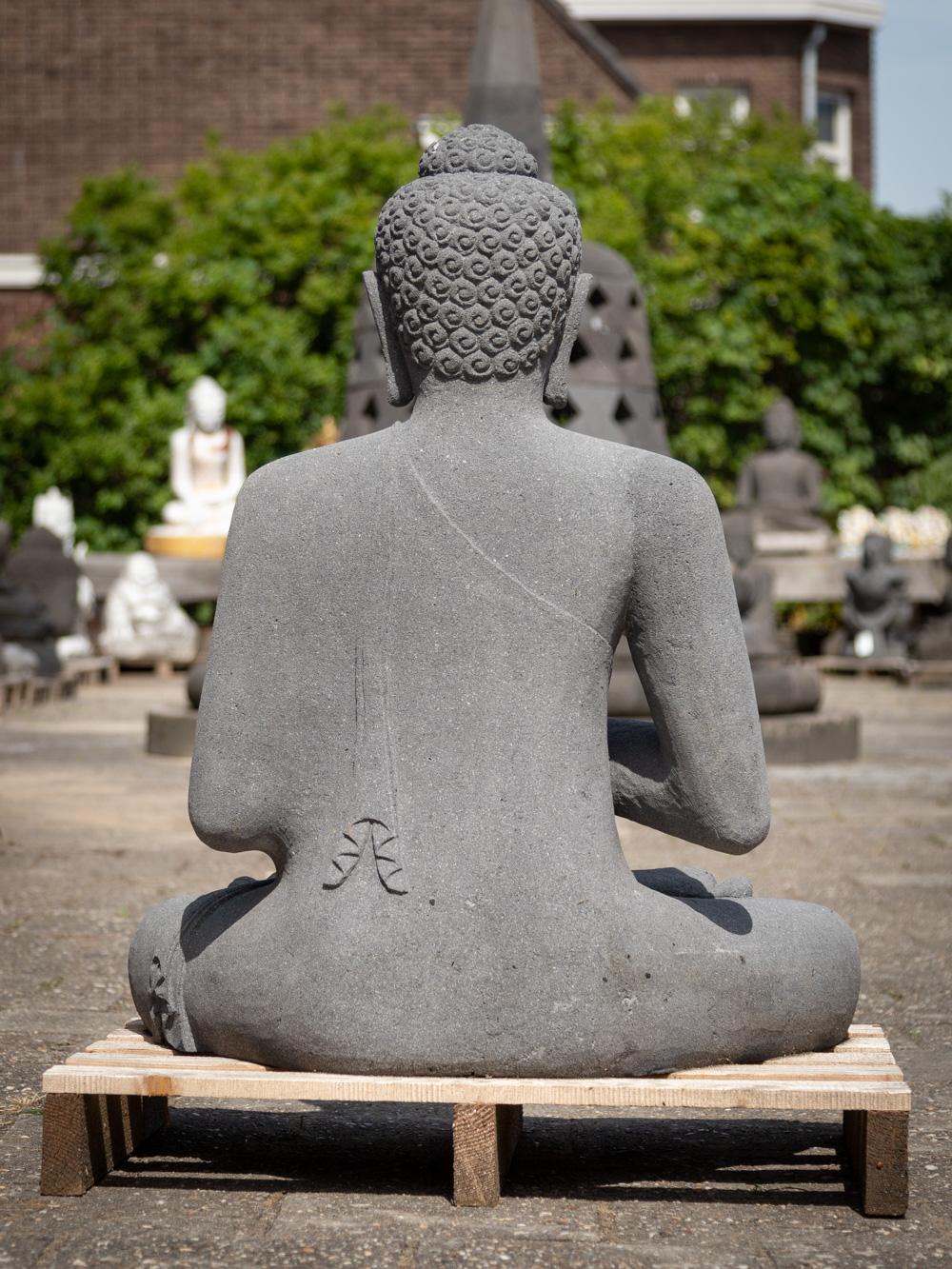 Newly made lavastone Buddha statue in Dharmachakra mudra  For Sale 10