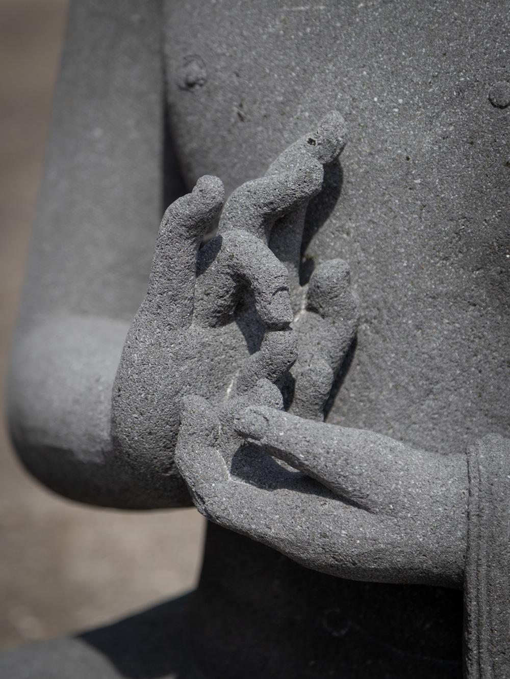 Newly made lavastone Buddha statue in Dharmachakra mudra  For Sale 3