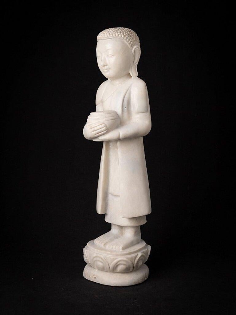 Newly Made Marble Monk Statue from Burma In Good Condition In DEVENTER, NL