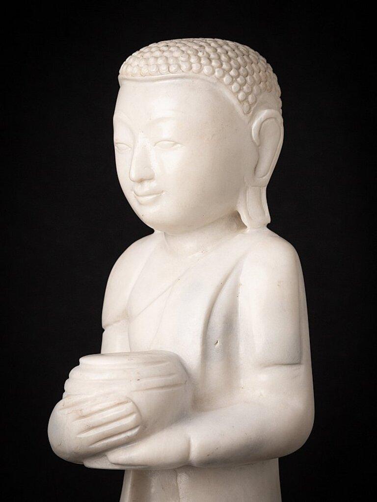 Contemporary Newly Made Marble Monk Statue from Burma